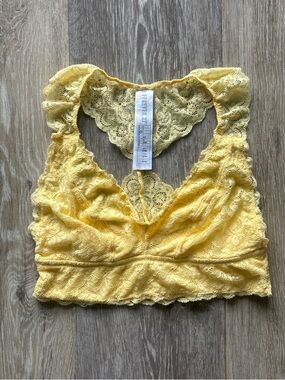 Forever 21 Yellow Lace Racerback Bralette Bra Size S